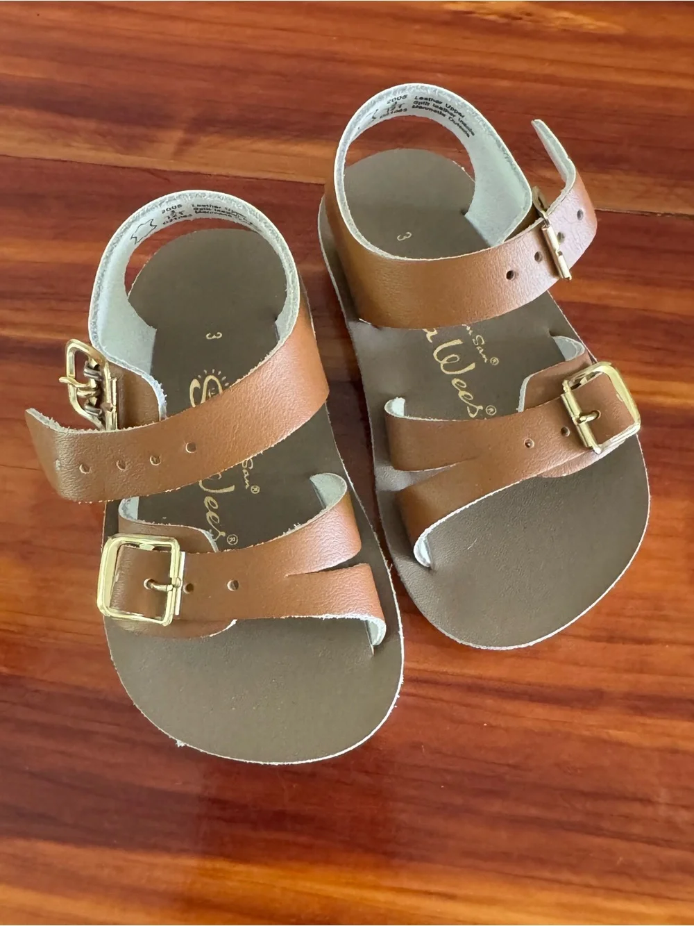 Baby Brown Leather Saltwater Sandals